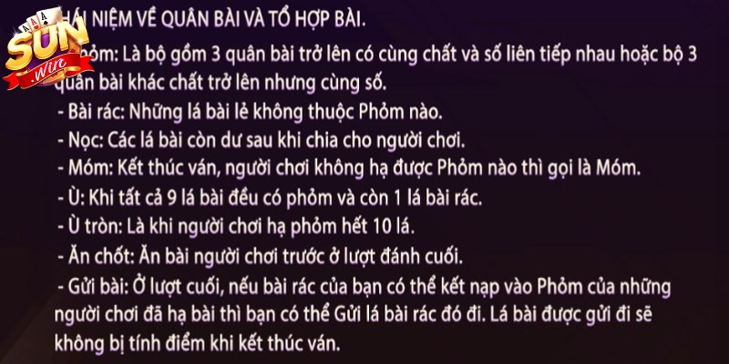 Các thuật ngữ quan trọng cần nắm khi chơi phỏm Sunwin 